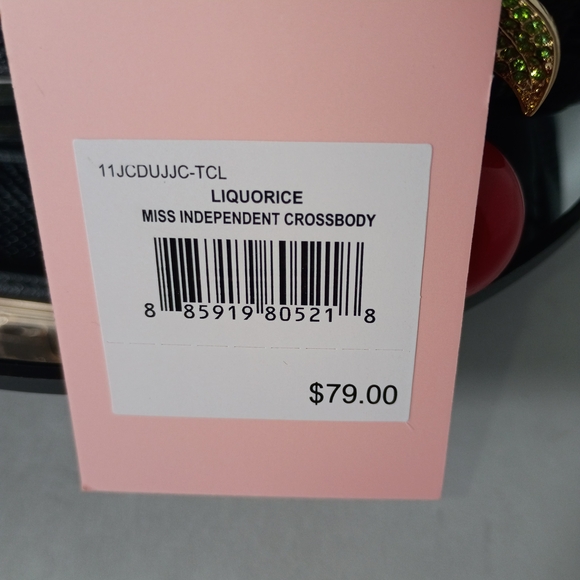 Juicy Couture Miss Independent Black Checker Mini Satchel with Cherry Charm - Picture 6 of 13